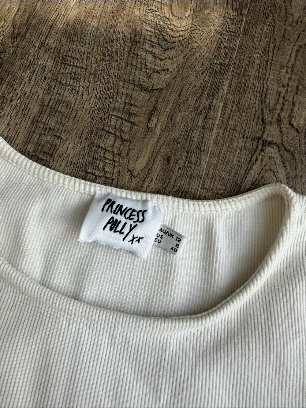 Princess Polly white Ribbed Crop Tee - Picture 2 of 2
